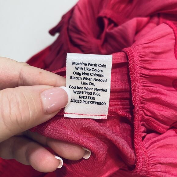 Evereve Hailey Mini Dress Womens Small Fuchsia Pink Long Sleeve Ruffle NWT fairy - Picture 6 of 6